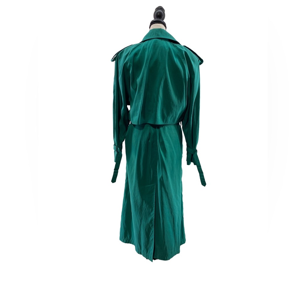 FORCASTER of BOSTON Women's Fully Lined Long Classic Belted Teal Trench Coat-7/8 - Picture 2 of 16